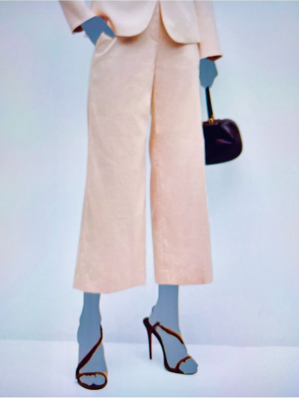 NWT Veronica Beard Brixton Linen Blend Pink Haze Cropped Wide-Leg Pants